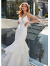 Sparkly Ivory Pleated Tulle Layered Modern Wedding Dress